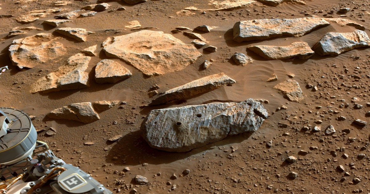 Percy the Mars Rover gobbles up Martian rocks.